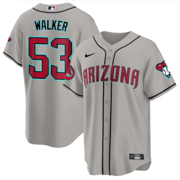 Men's Arizona Diamondbacks #53 Christian Walker 2023/24 Gray Cool Base Stitched Baseball Jersey
